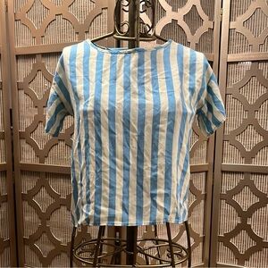 Blue and White Striped Backless Top